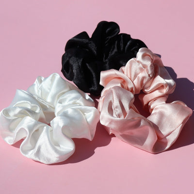 No Loose Ends Satin Scrunchies – Set of 3 for Effortless Style